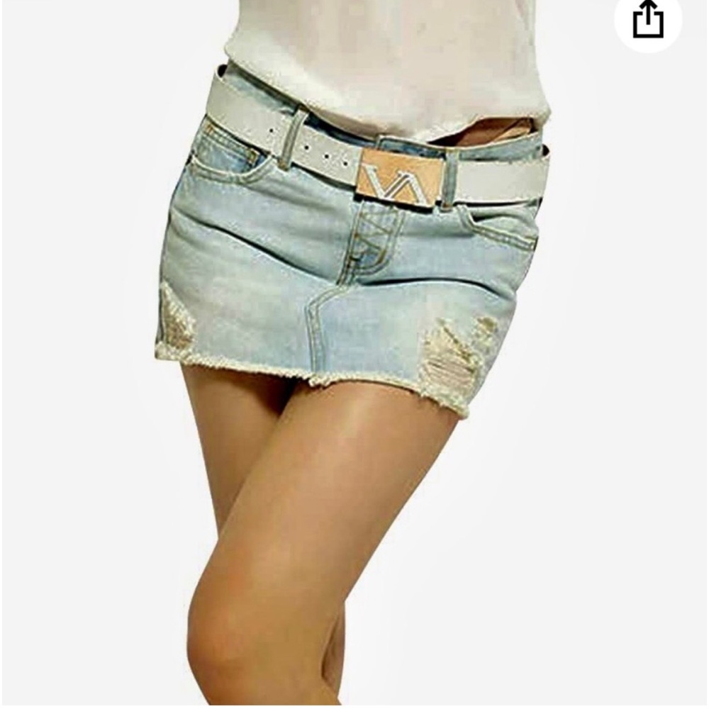 Charming Uper Feet Mini Distressed Denim Skirt High